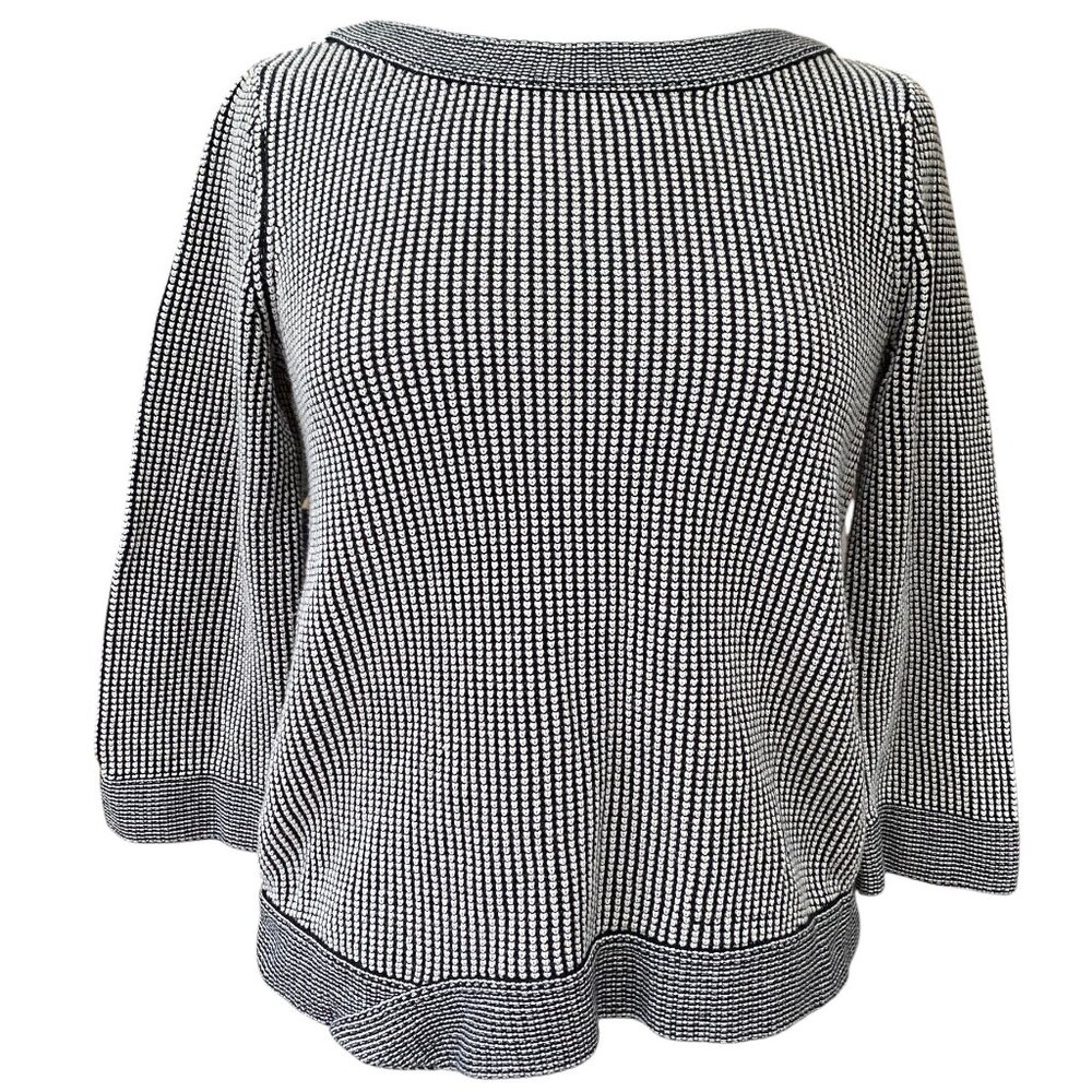 Habitat Cotton Asymmetric Hem Sweater Sz S Black White Minimalist Neutral